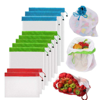 Моющиеся легкие сетчатые мешки rpet для продуктовых игрушек 20*30см фруктов и овощей