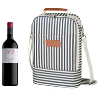 Портативная водонепроницаемая мягкая термосумка для вина на 2 бутылки, полосатый винный холодильник, утепленная сумка для путешествий, вечеринок, пляжа