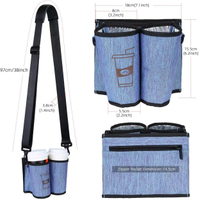 Термальная сумка подстаканника для багажа с плечевым ремнем Изолированная дорожная тележка для напитков Освобождает вашу руку