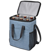 Голубая большая сумка охладителя вина пикника плеча с держателем бутылки для людей и женщин