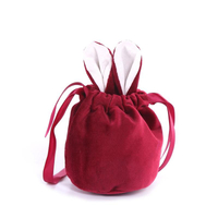 Оптовая Пасха Drawstring Gift Wedding Velvet Candy Gift Bags Pouchs Rabbit Ear Velvet Candy Bags