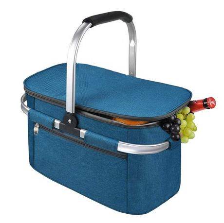 Сумка для пикника с подкладкой PEVA большой емкости 26 л, изолированная сумка для пикника, портативная корзина-холодильник для доставки напитков на пляж