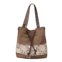 Лидер продаж Amazon's Canvas Handbag Женская сумка на плечевом ремне Drawstring Bag с сумкой для покупок с принтом