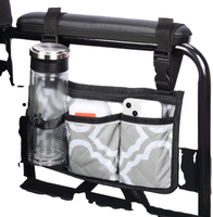 Прямая поставка с завода 600d Водонепроницаемая сумка для ходунков с подстаканником Боковая сумка для инвалидной коляски Сумка для хранения без рук